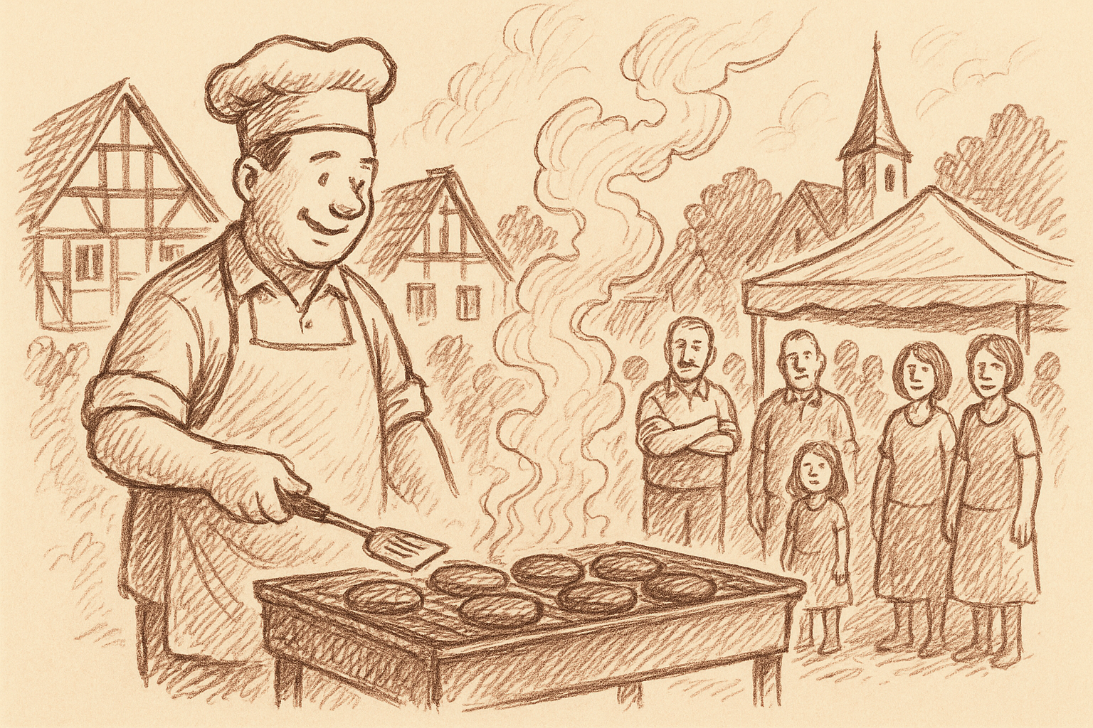 Illustration: Ehrenamtlicher am Grill