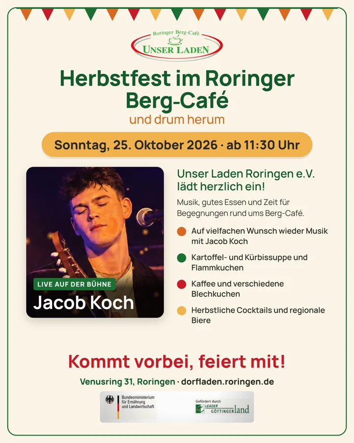 Flyer zum Herbstfest am 25. Oktober 2026 mit Jacob Koch
