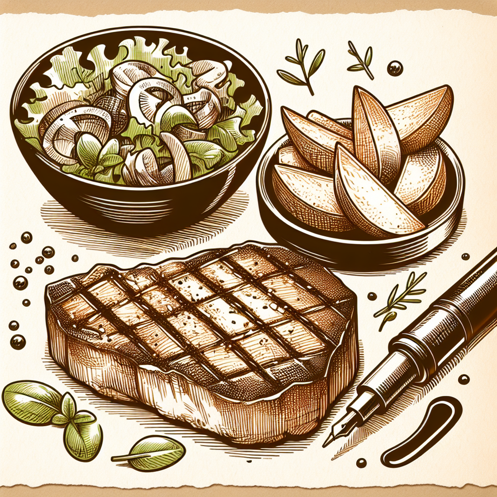 Schweinenackensteak mit Salatgarnitur und Wedges