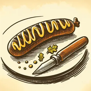 Rostbratwurst mit Salatgarnitur und Wedges