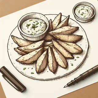 Portion Kartoffelspalten mit Dip