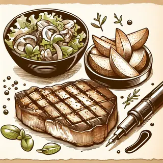 Schweinenackensteak mit Salatgarnitur und Wedges